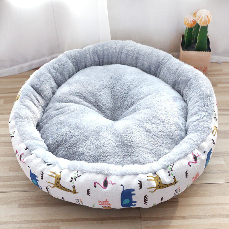 Round Cotton Padded Pet Bed — Dog & Cat