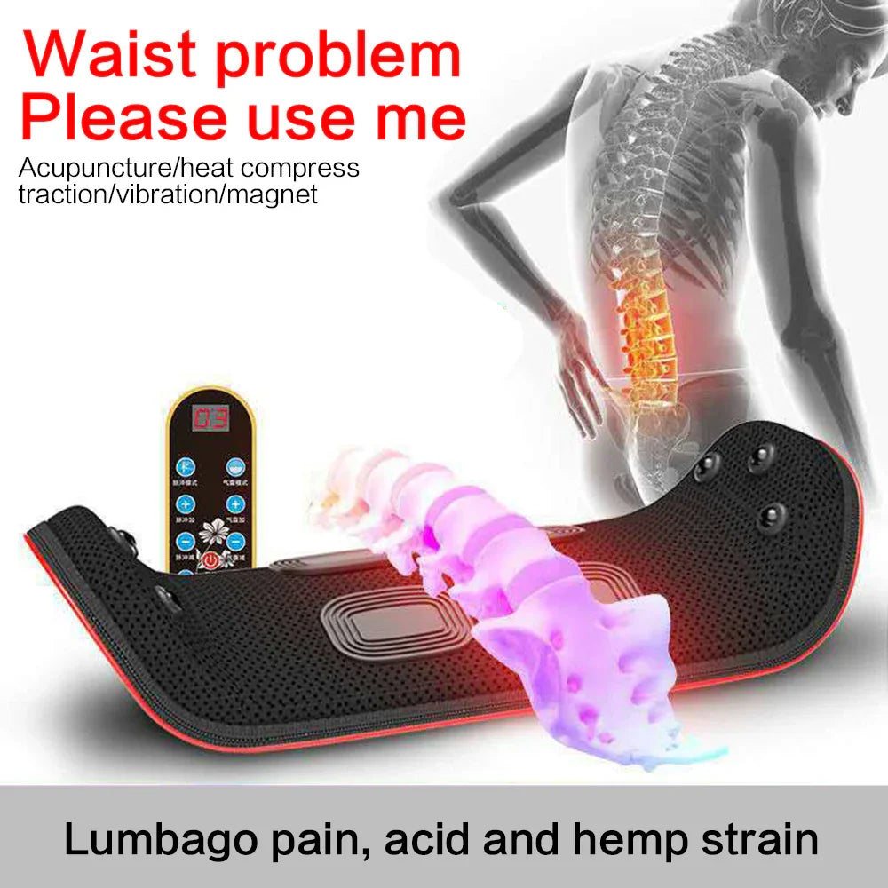 Electric Lumbar Traction Back Massager – Vibration Waist Support for Pain Relief