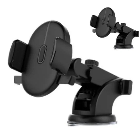 black adjustable car phone holder with suction cup mount for dashboard or windshield