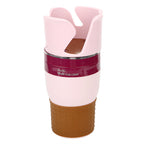 Pink and maroon auto multi cup case with textured brown base grip