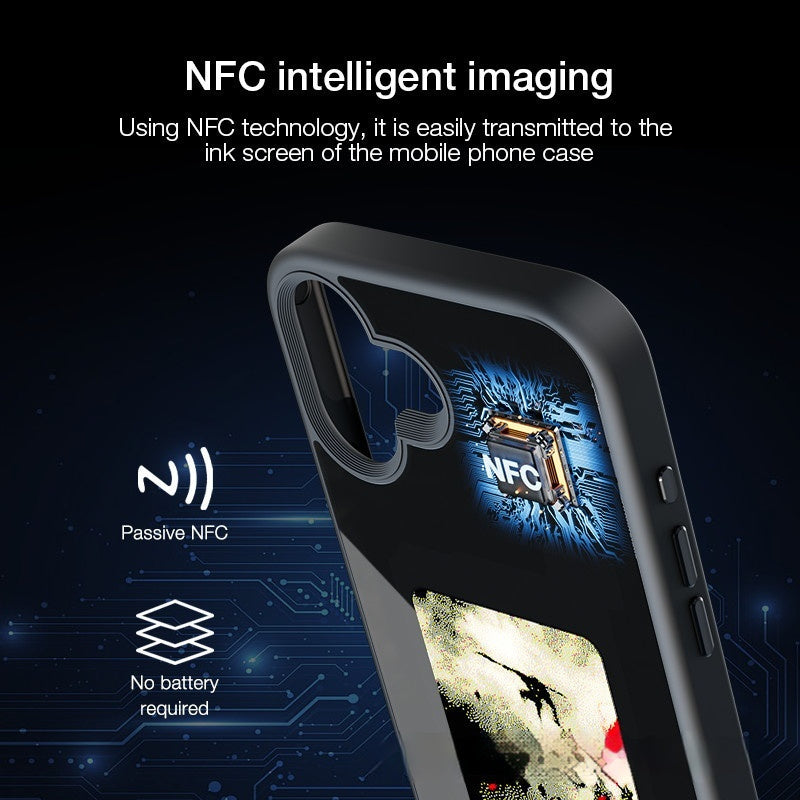DIY AI E-Ink NFC Phone Case – Four-Color Smart Display Projection Glass Cover