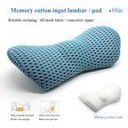 Blue memory cotton ingot lumbar pad with 4D mesh fabric and concealed zipper for waist support
