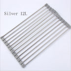 Silver 12L stainless steel metal rods with gray ends on a white background