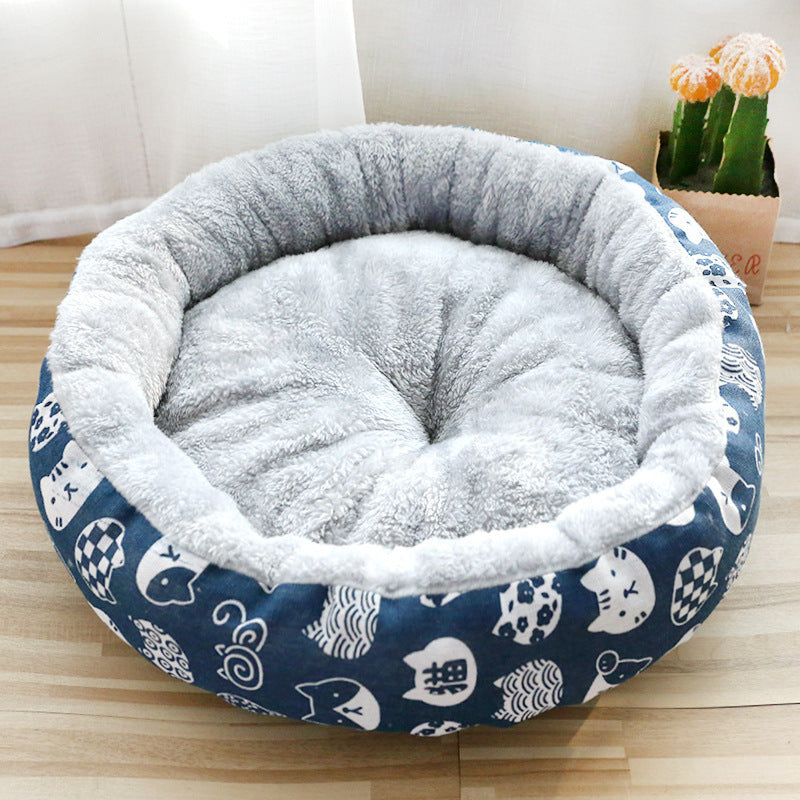 Round Cotton Padded Pet Bed — Dog & Cat