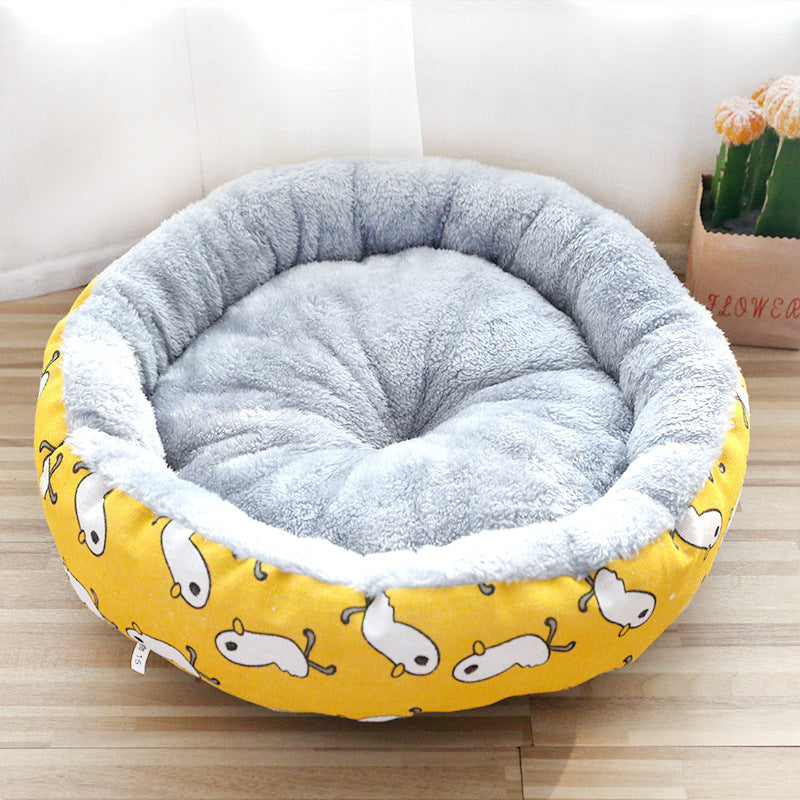 Round Cotton Padded Pet Bed — Dog & Cat