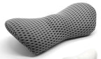 ergonomic gray memory foam pillow with ventilation holes on a white background