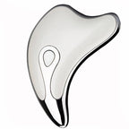 Modern silver and white electronic facial gua sha massager with power button
