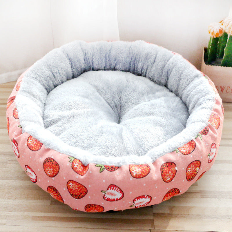 Round Cotton Padded Pet Bed — Dog & Cat