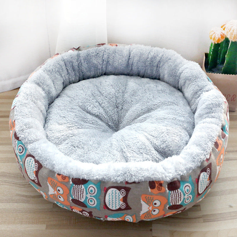 Round Cotton Padded Pet Bed — Dog & Cat