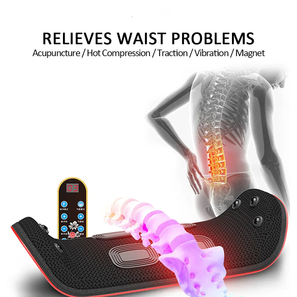 Electric Lumbar Traction Back Massager – Vibration Waist Support for Pain Relief