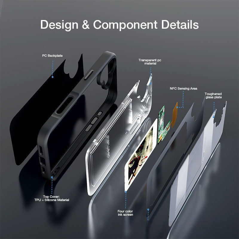 DIY AI E-Ink NFC Phone Case – Four-Color Smart Display Projection Glass Cover