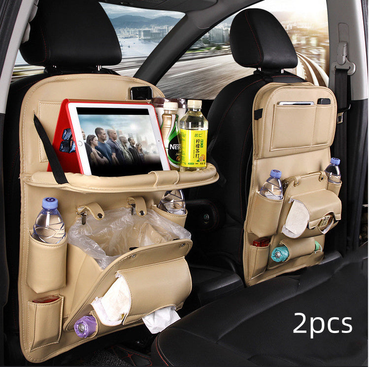 PU Leather Car Seat Back Organizer with Tray