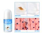 Jue-Fish clothes stain removal ball with before and after images of cleaned fabric stains