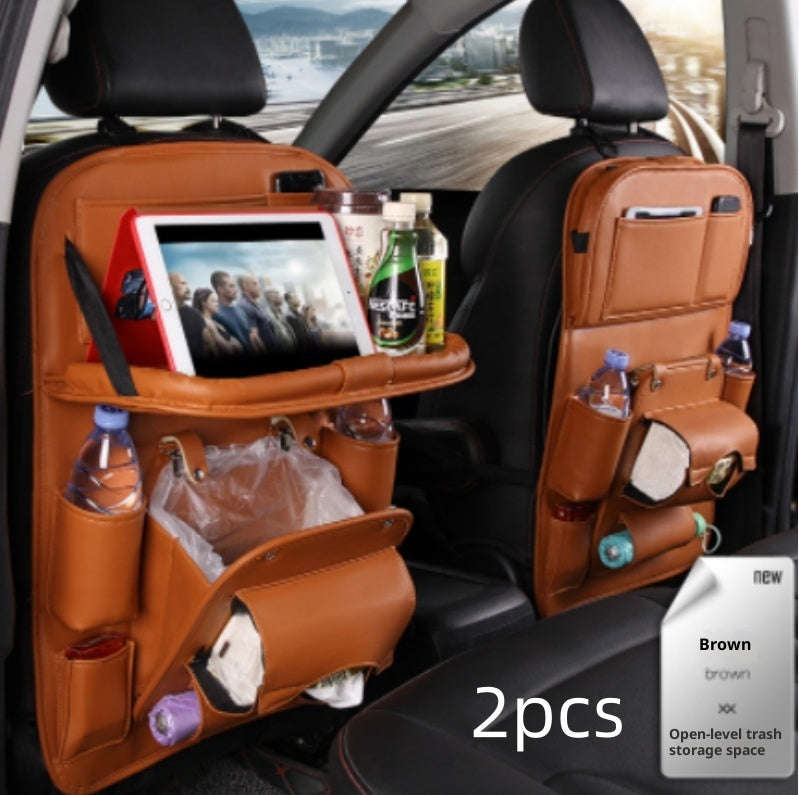PU Leather Car Seat Back Organizer with Tray