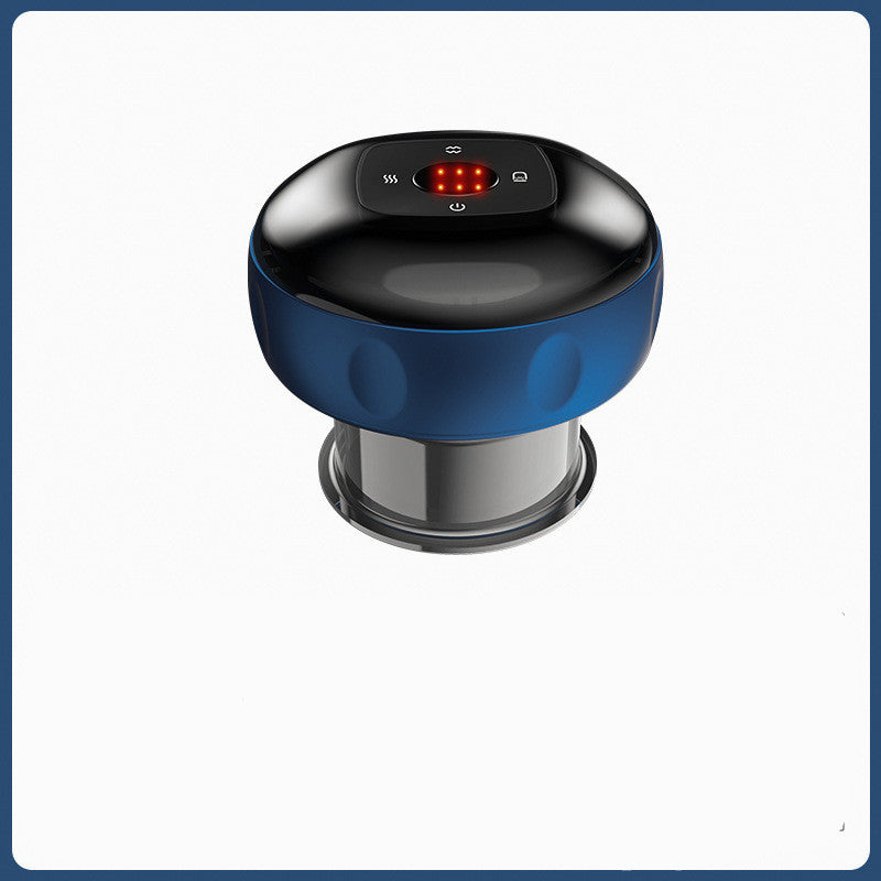 Modern black and blue electronic device with LED display and control buttons on top