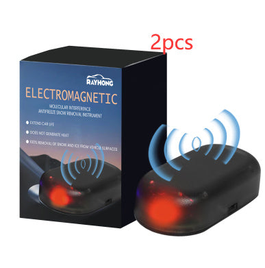 Rayhong electromagnetic molecular antifreeze snow removal instrument with blue wireless signal on black device and box