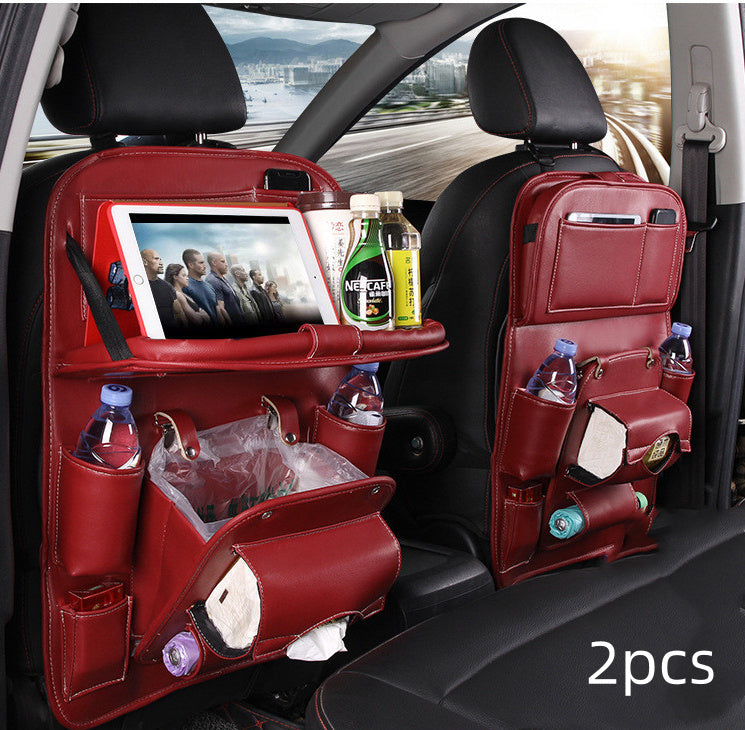 PU Leather Car Seat Back Organizer with Tray