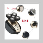 5-in-1 electric rotary shaver set with multiple facial grooming attachments and ergonomic handle