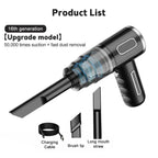 16th generation upgrade model handheld vacuum cleaner with accessories including charging cable, brush tip, and long mouth straw